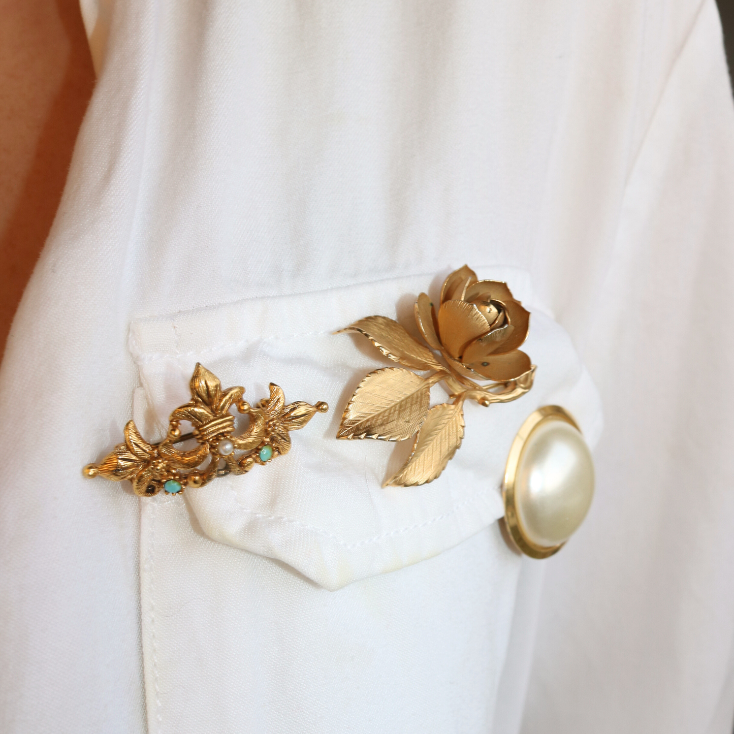 Vintage Giovanni Gold-Tone Rose Brooch