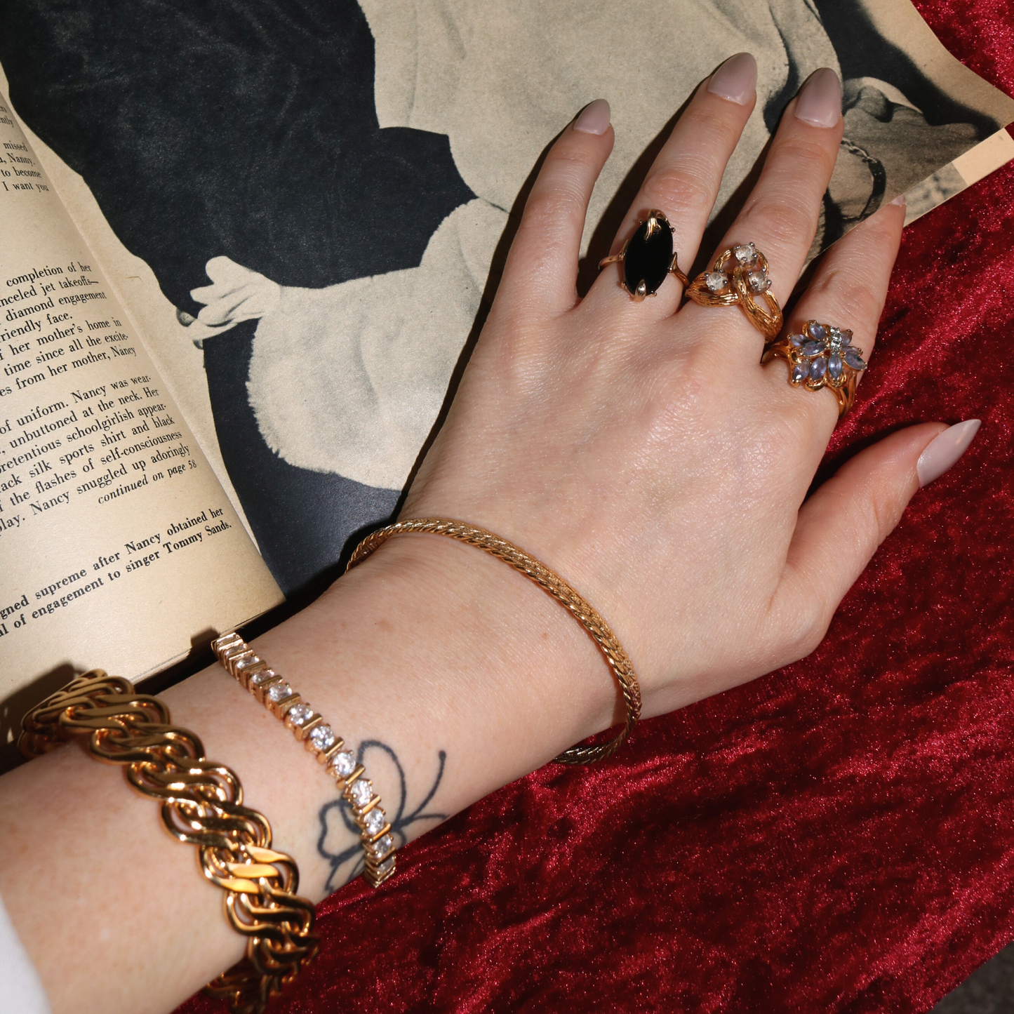 Vintage Heavy Gold Filled Three Stone Ring