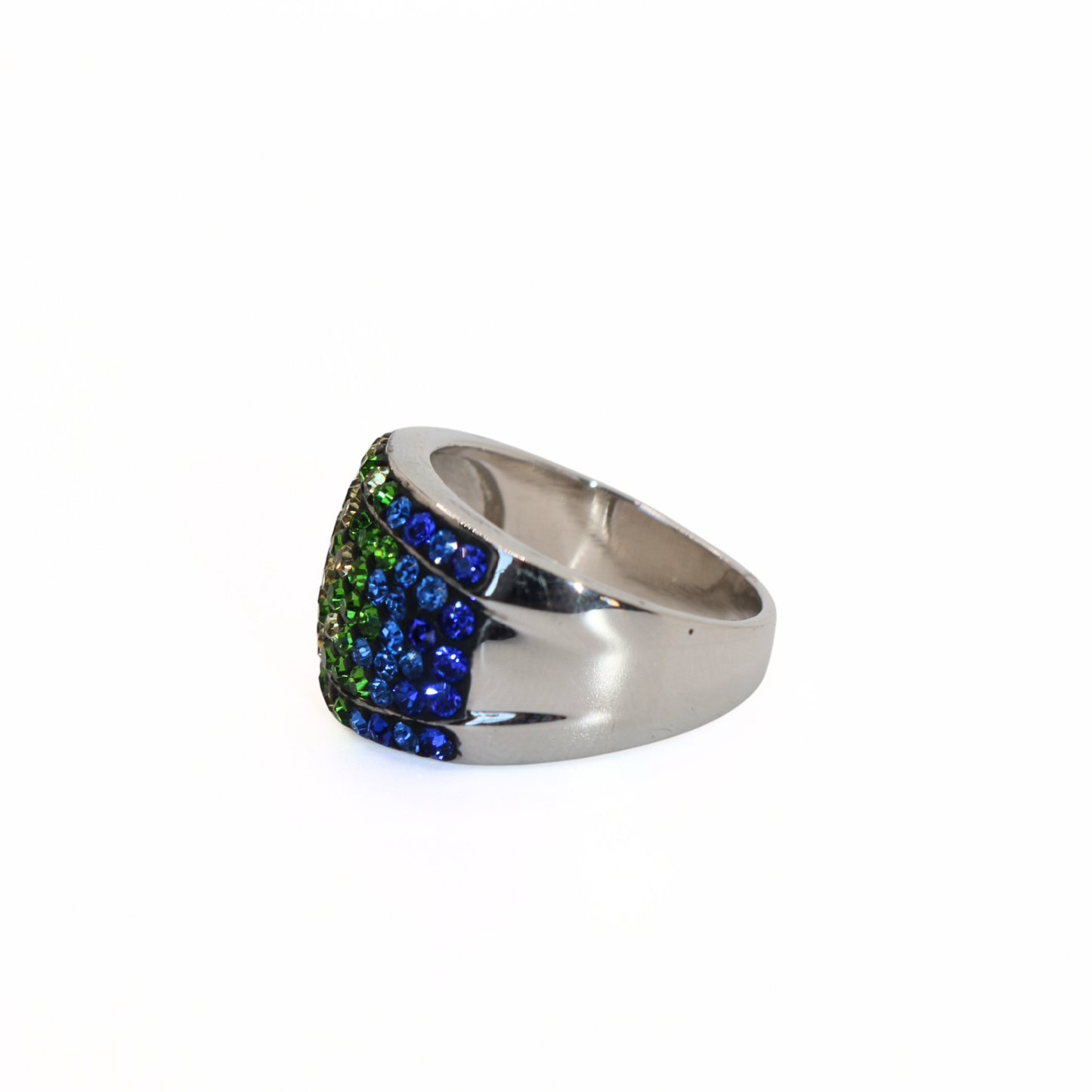 Vintage Silver Tone Rainbow Crystal Pavé Band Ring