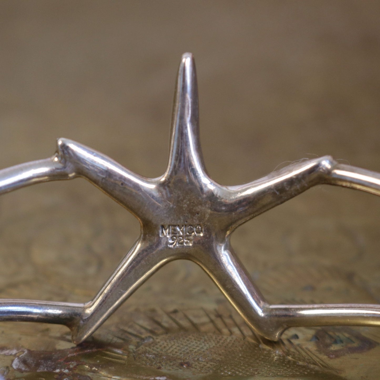 Vintage Sterling Silver Starfish Cuff Bracelet