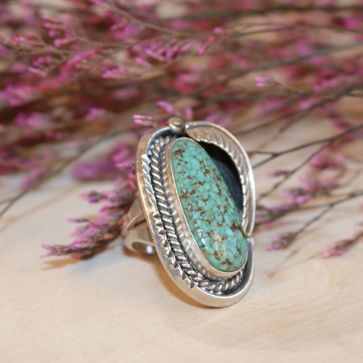 Vintage Sterling Silver Navajo-Style Ring with Turquoise Cabochon