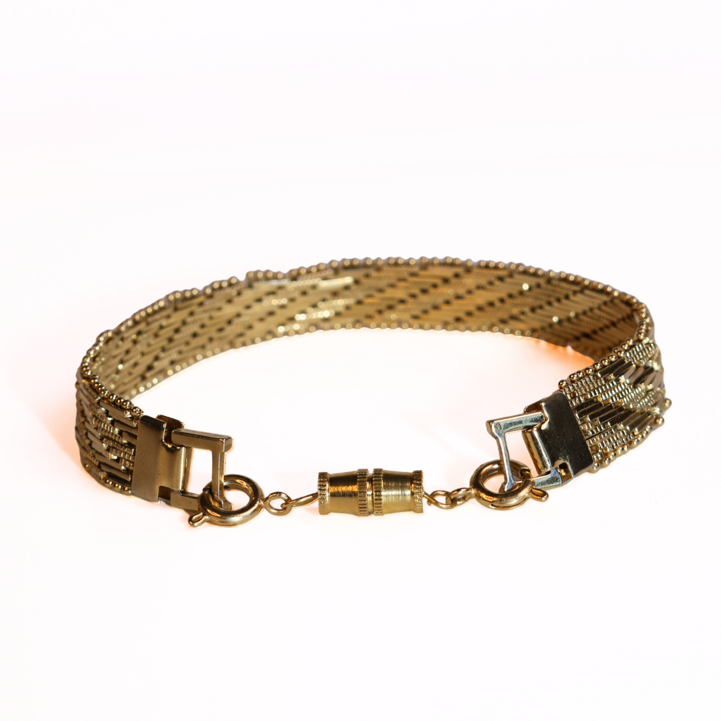 Vintage Gold-Tone Woven Mesh Bracelet