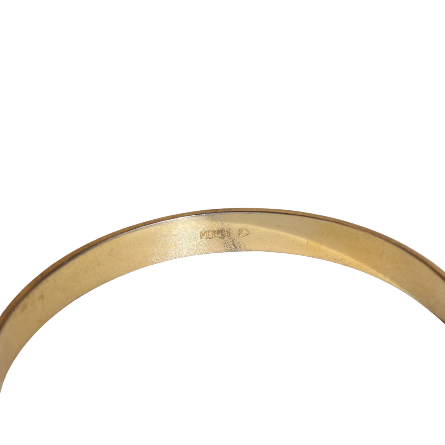 Vintage Monet Gold Tone and White Enamel Bangle