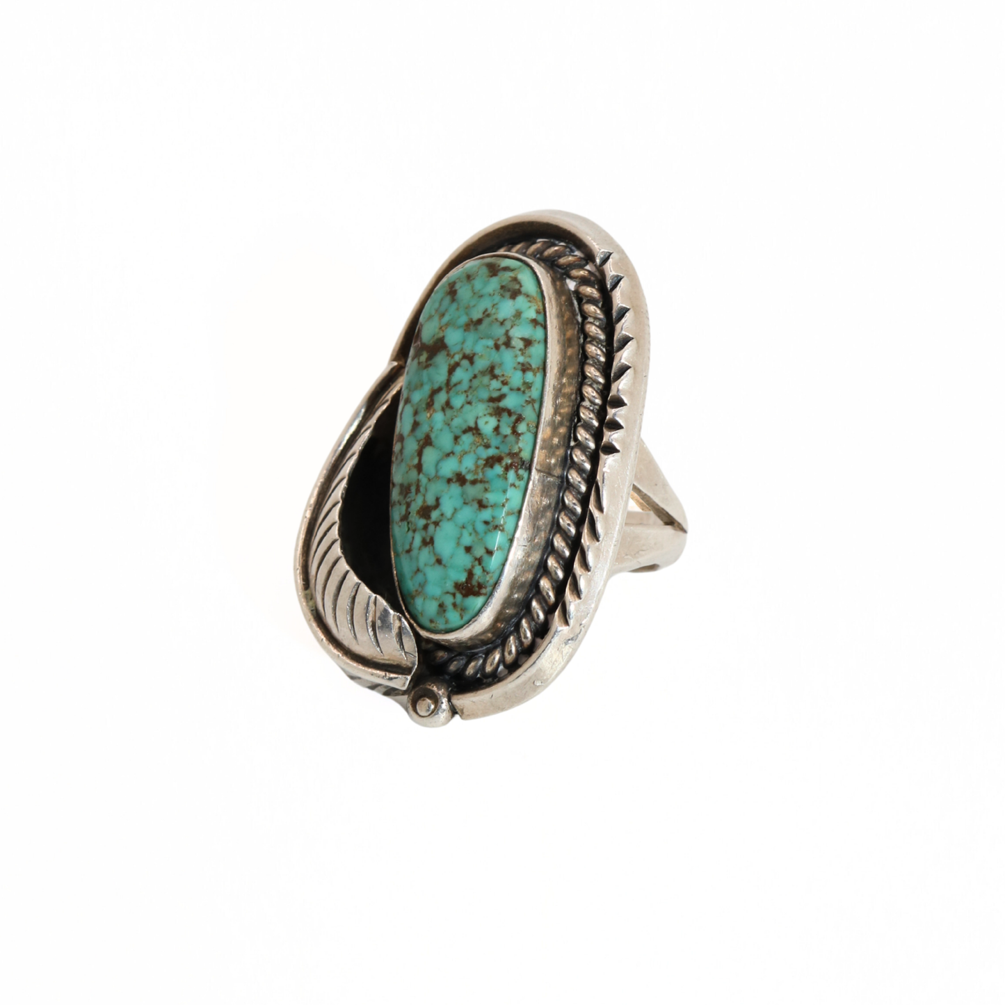Vintage Sterling Silver Navajo-Style Ring with Turquoise Cabochon