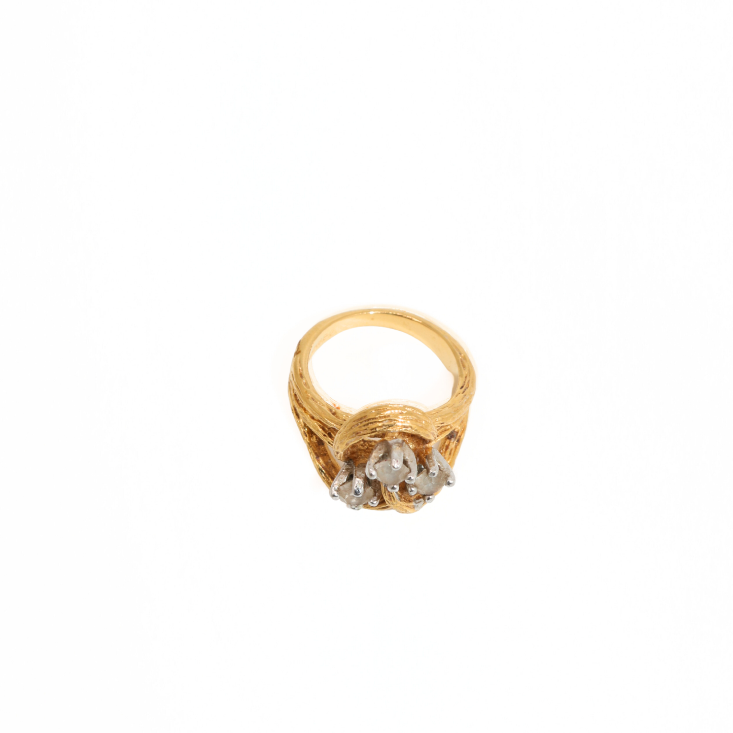 Vintage Heavy Gold Filled Three Stone Ring