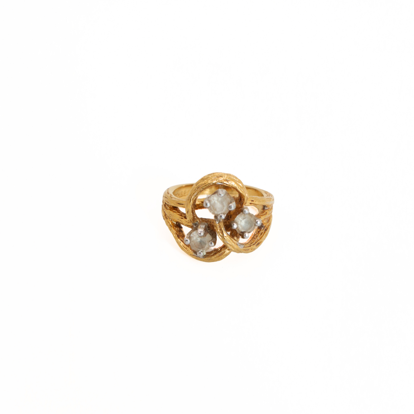 Vintage Heavy Gold Filled Three Stone Ring