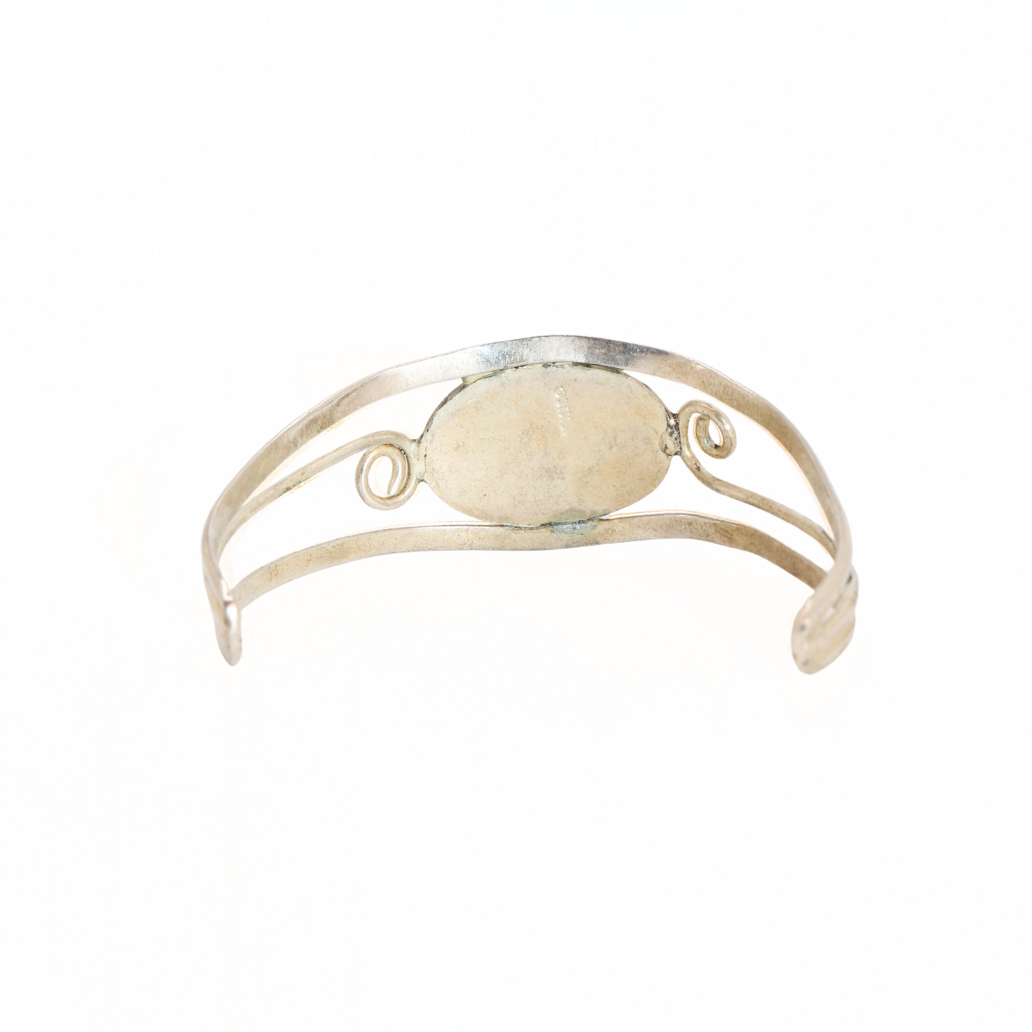 Vintage Turquoise Mosaic Flower Sterling Silver Cuff Bracelet