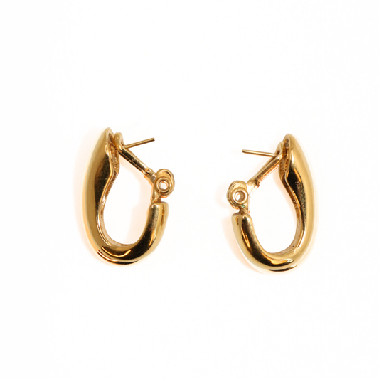 Vintage Monet Gold Tone U-shaped Hoop Earrings