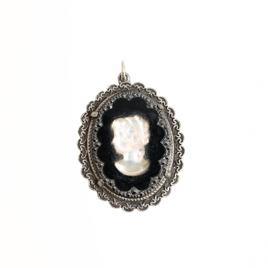 Vintage Black Cameo Pendant