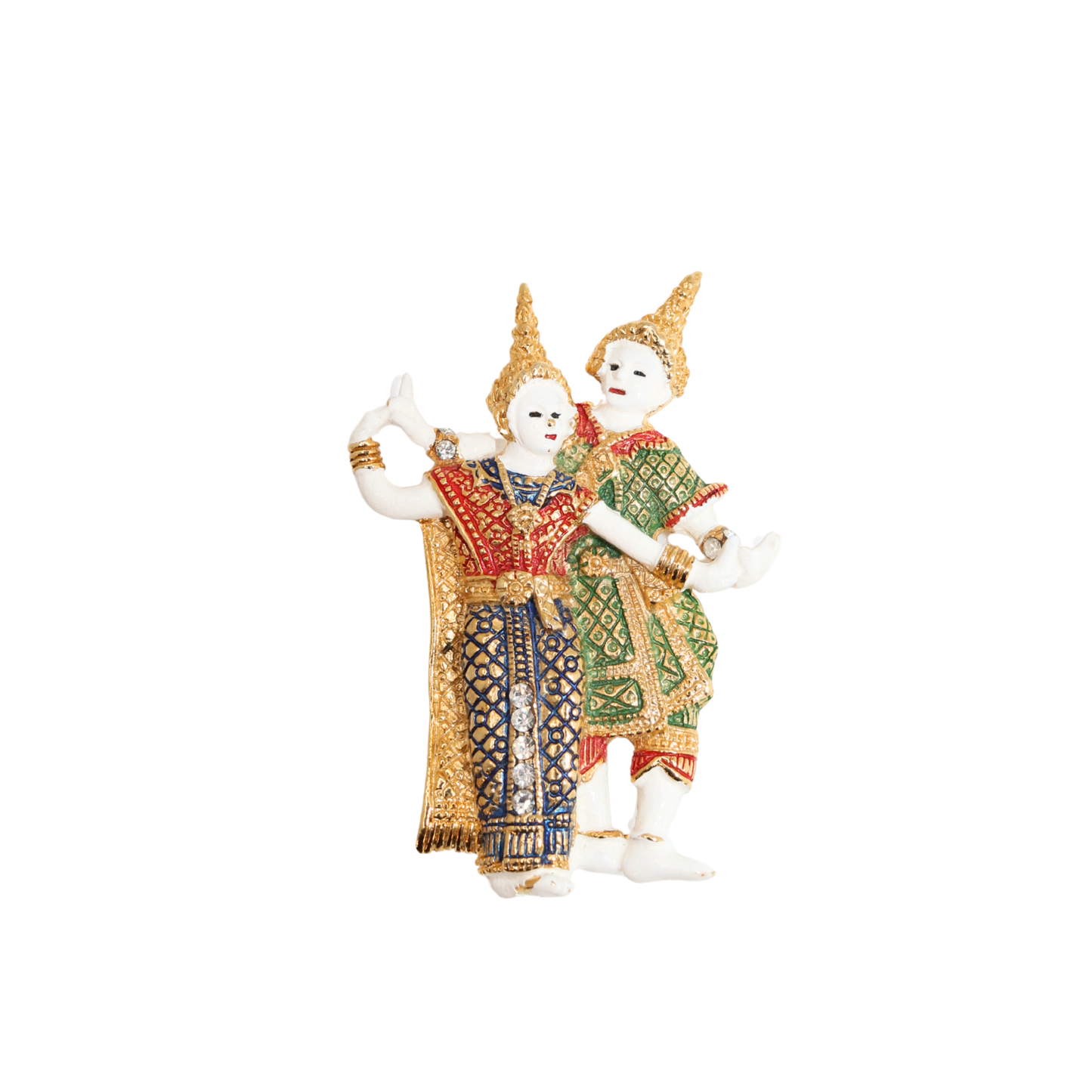 Vintage 1960s Thai Dancer Couple Brooch