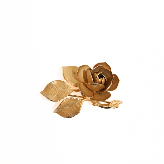 Vintage Giovanni Gold-Tone Rose Brooch