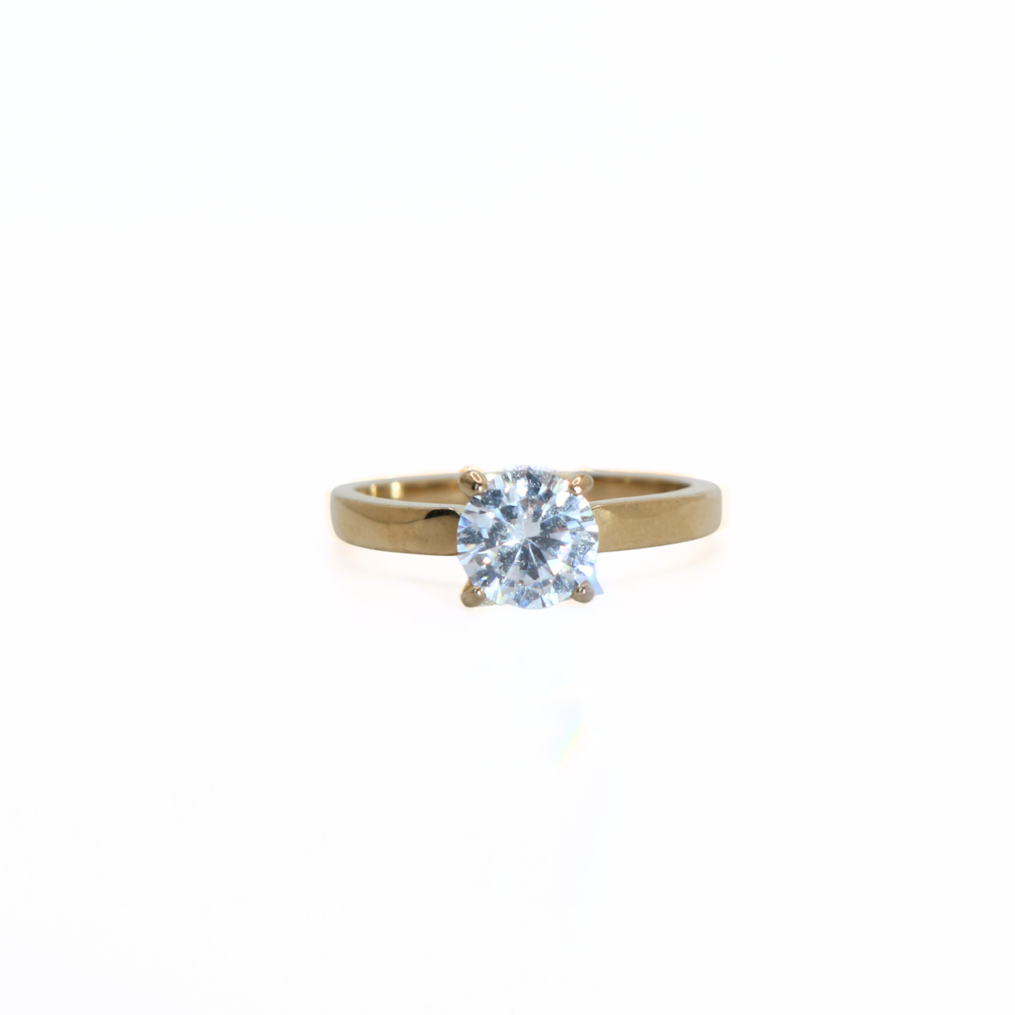 Gold Tone Stainless Steel CZ Solitaire Ring