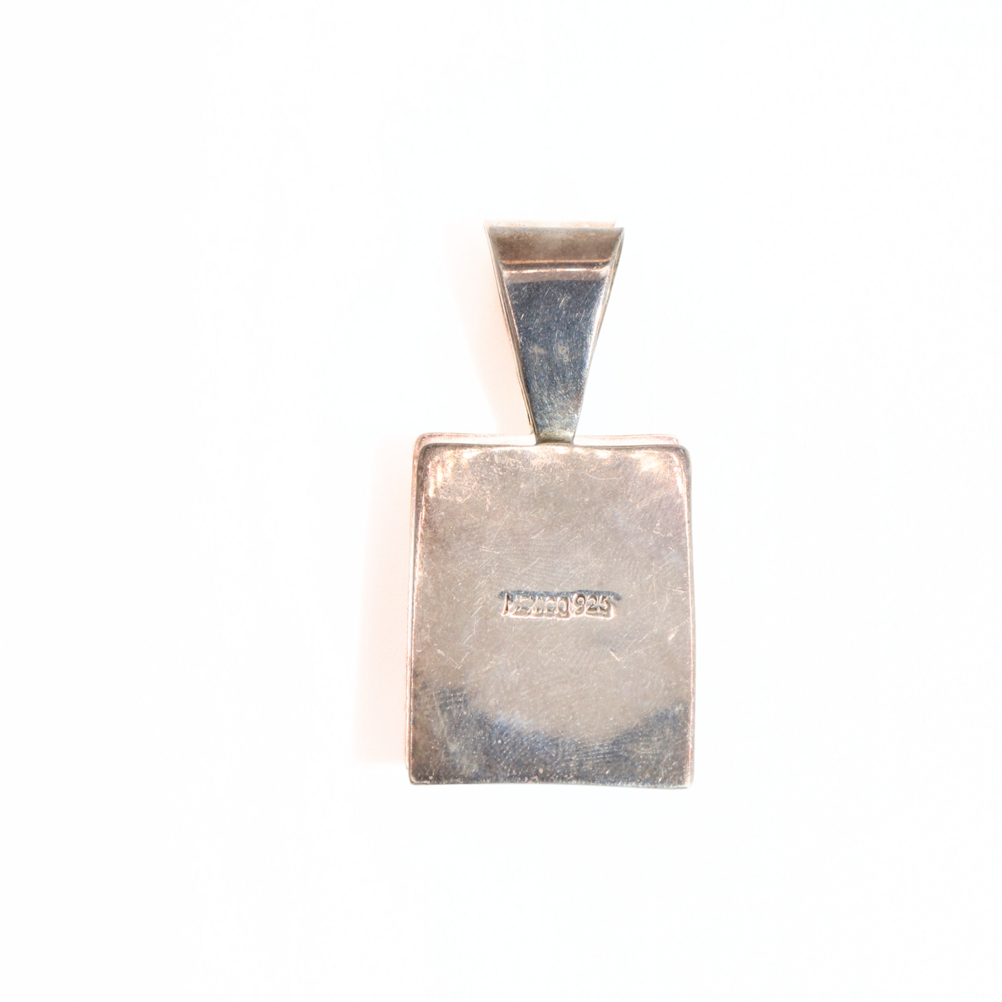 Vintage Mexico Sterling Silver Red Quartz Rectangular Inlay Pendant