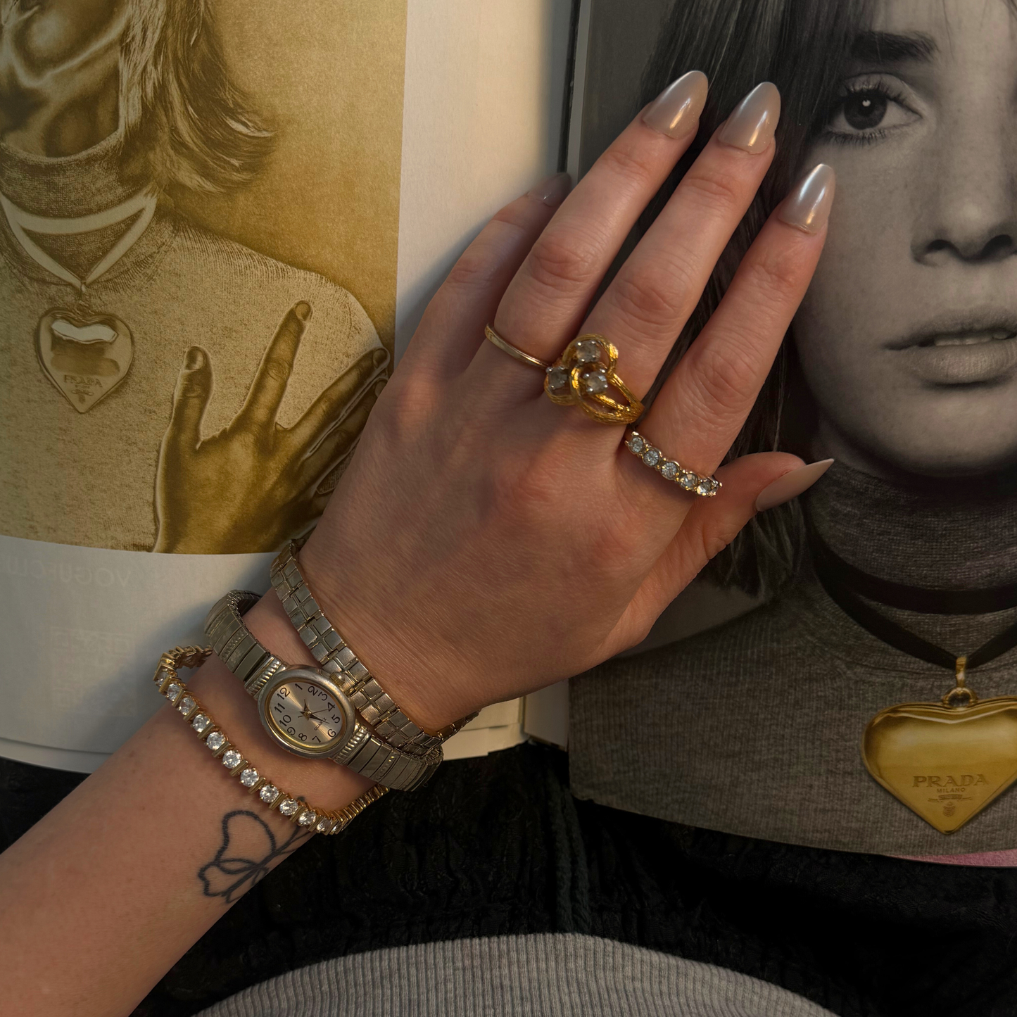 Vintage Gold-Plated 925 Sterling Silver Cubic Zirconia Tennis Bracelet