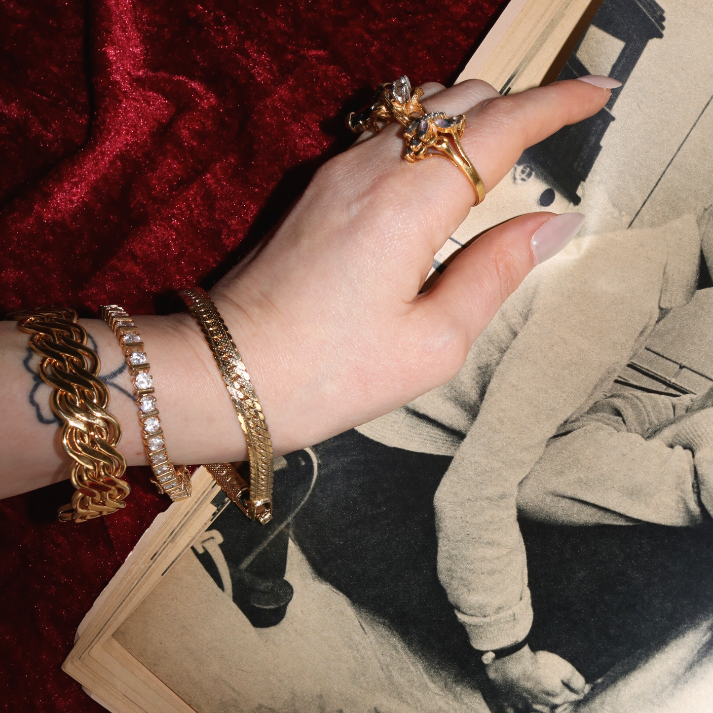 Vintage Gold-Plated 925 Sterling Silver Cubic Zirconia Tennis Bracelet