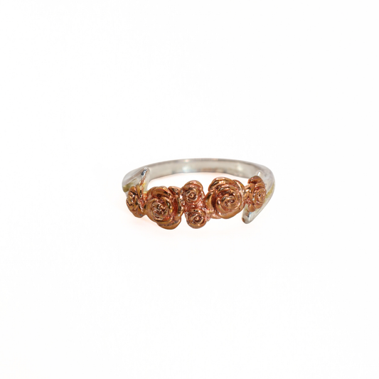 Vintage Two-Tone Rose Cluster Band Ring