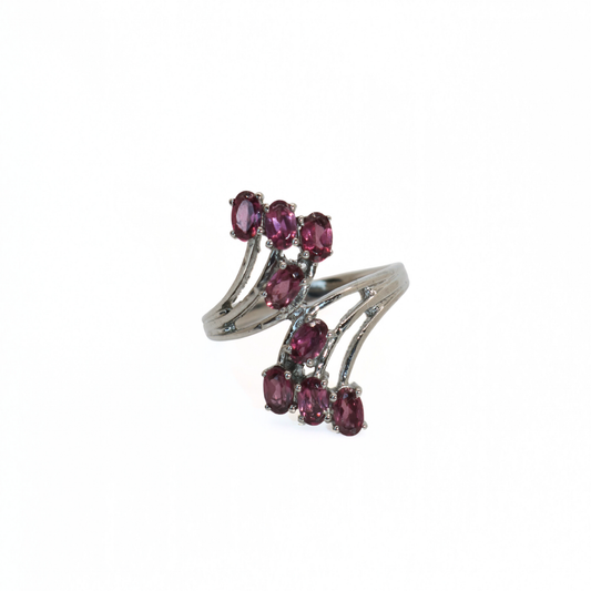 Vintage 316L Stainless Steel Pink Stone Bypass Ring