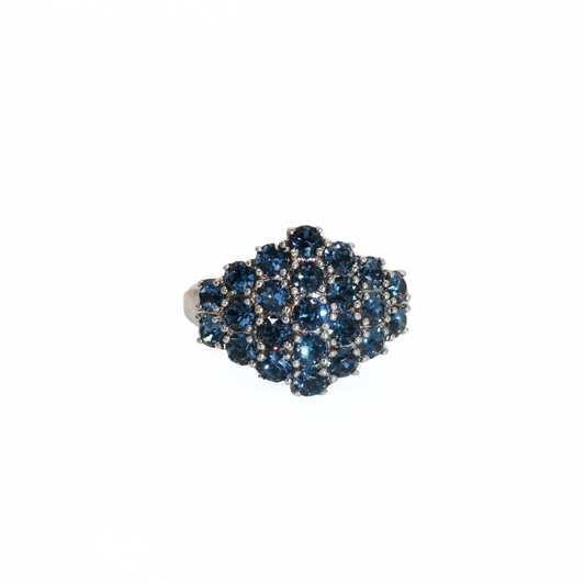 Vintage Copper Blue Crystal Cluster Cocktail Ring