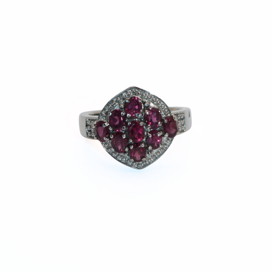 Vintage 316L Stainless Steel Pink Stone Cluster Ring