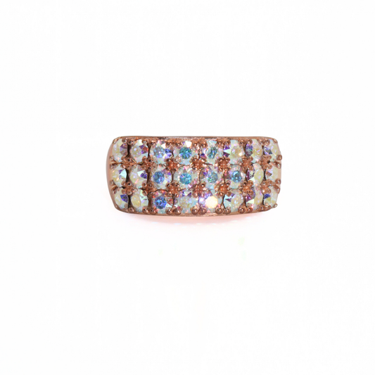 Vintage Copper Rose Gold Tone Aurora Borealis Crystal Band Ring