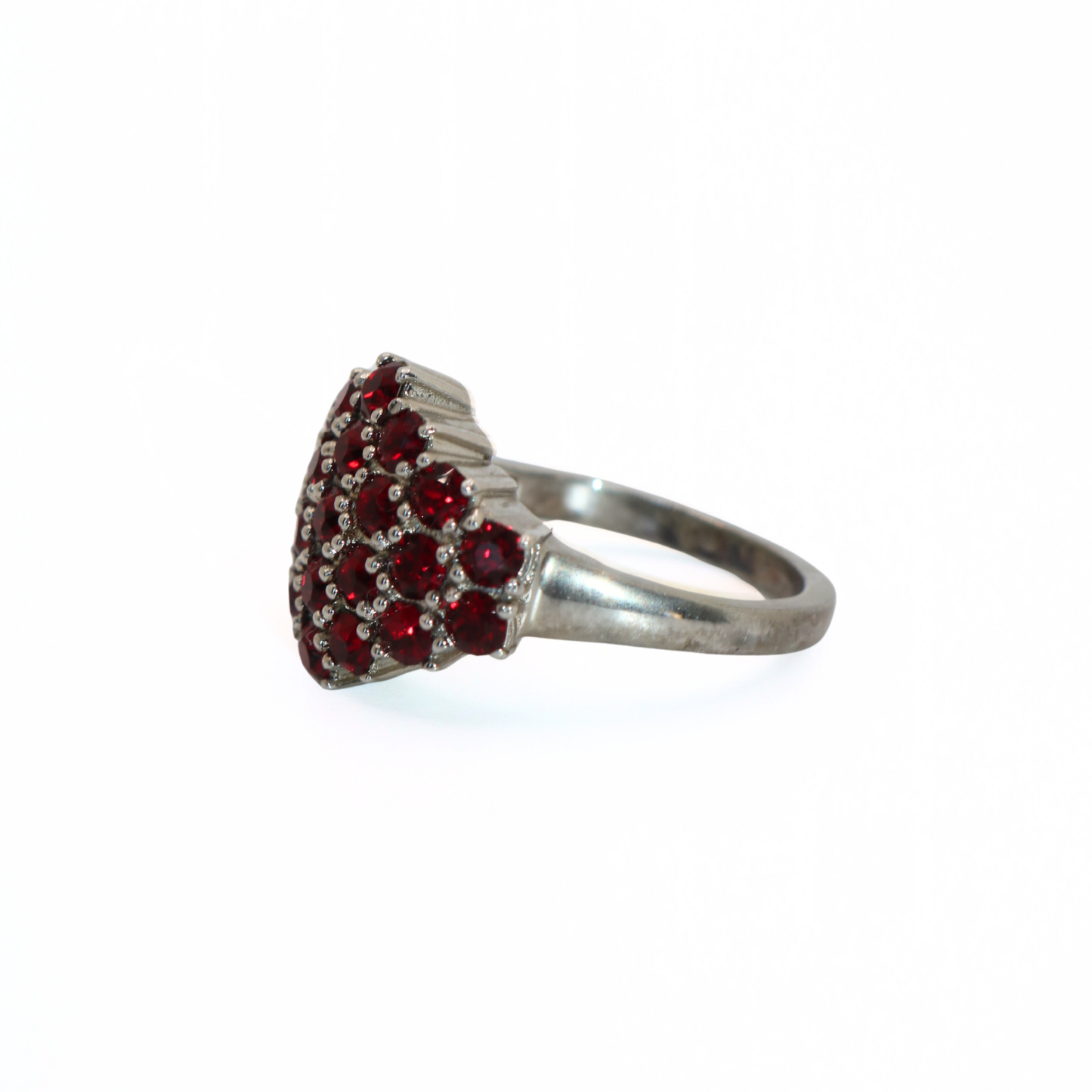 Vintage Copper Gunmetal Deep Red Crystal Cluster Ring