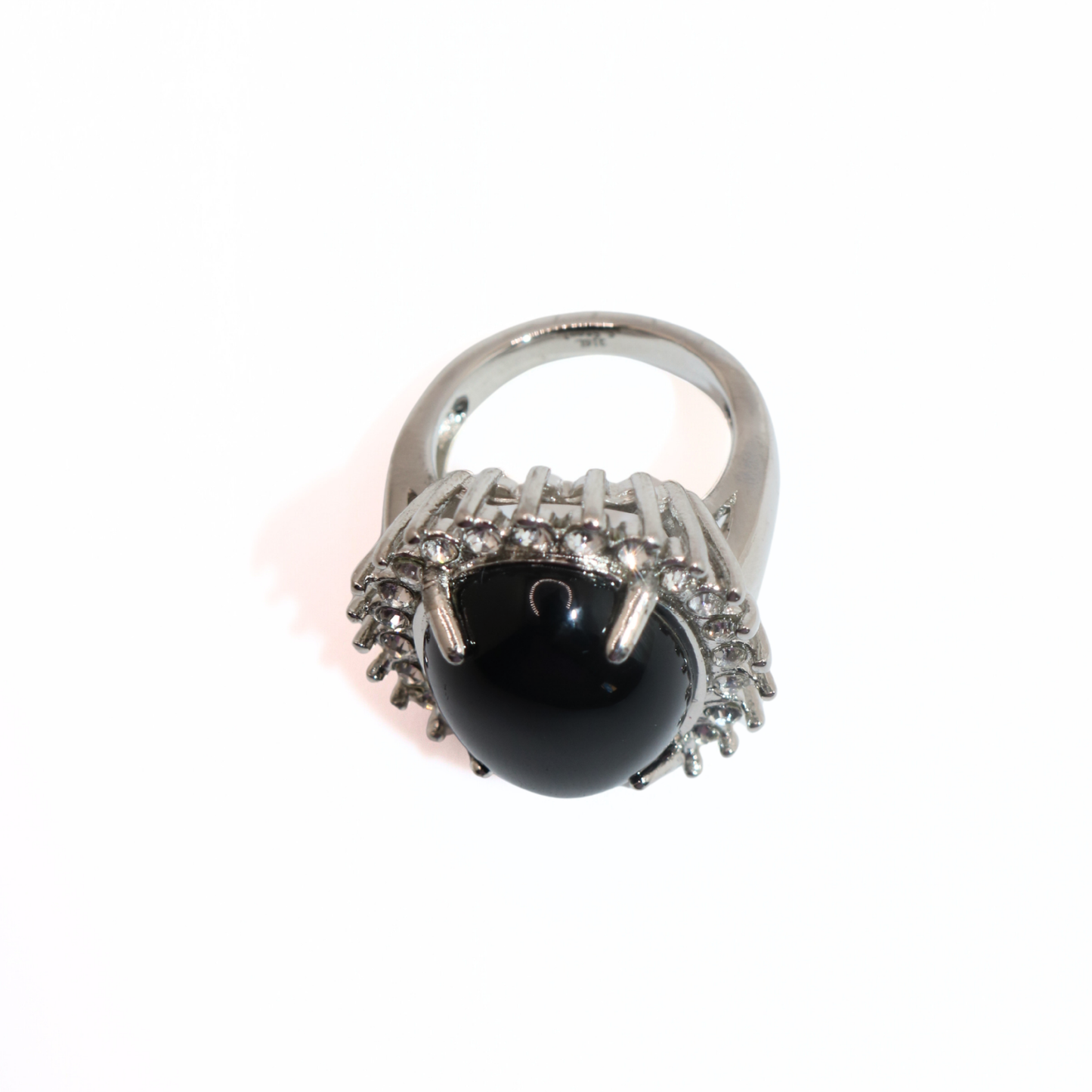 Vintage 316L Stainless Steel Black Onyx Style Halo Cocktail Ring