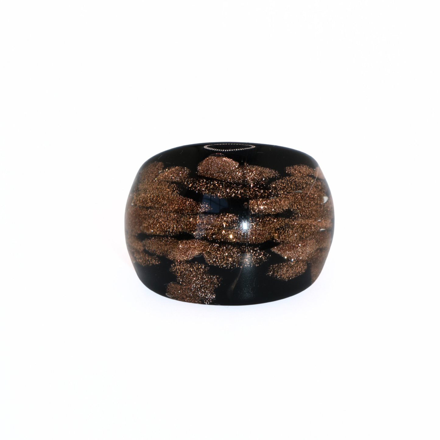 Vintage Black & Gold Glitter Dome Glass Ring