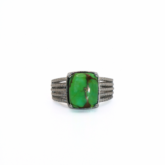Vintage 316L Stainless Steel Green Stone Ring