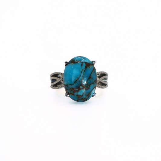 Vintage 316L Stainless Steel Blue Copper Turquoise Statement Ring