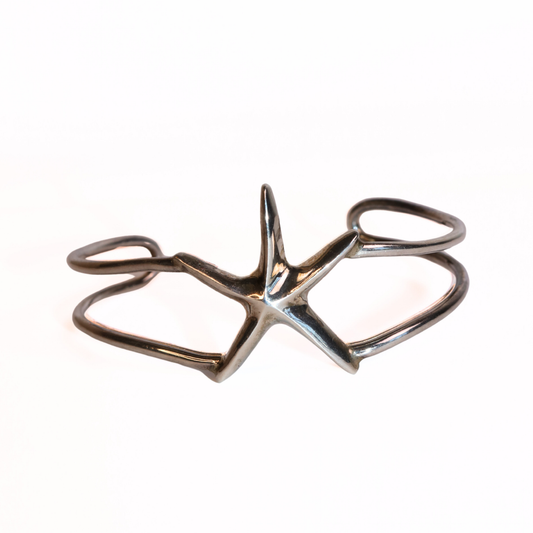 Vintage Sterling Silver Starfish Cuff Bracelet