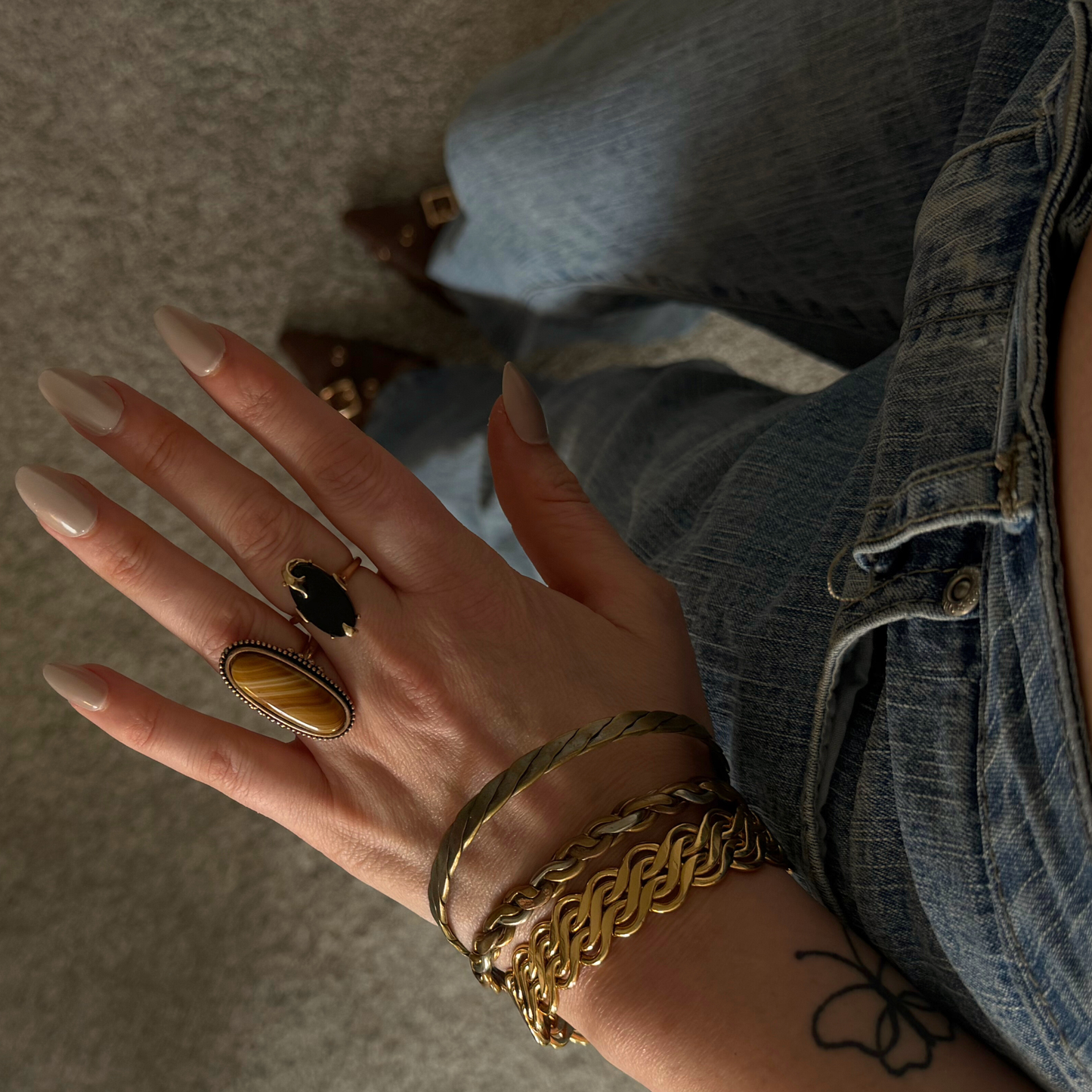 Vintage 1970s Mexico Mid-Century Brass & Copper Handmade Braided Bangle