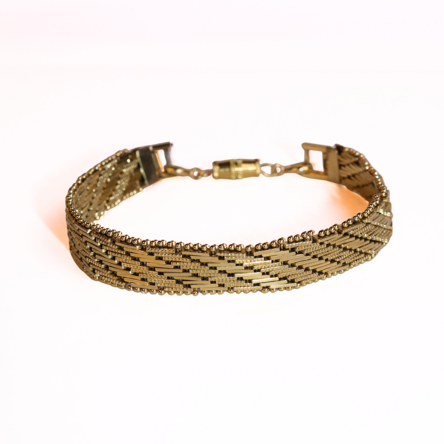Vintage Gold-Tone Woven Mesh Bracelet