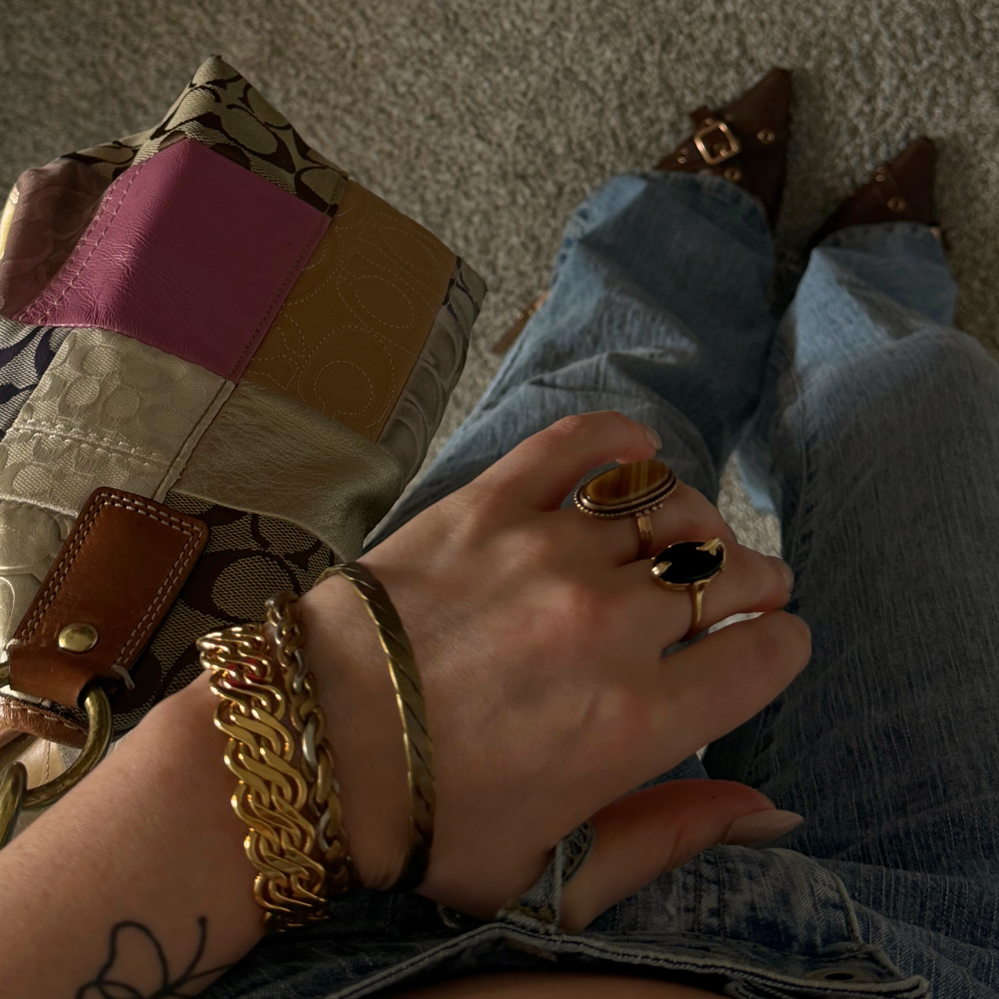 Vintage 1970s Mexico Mid-Century Brass & Copper Handmade Braided Bangle