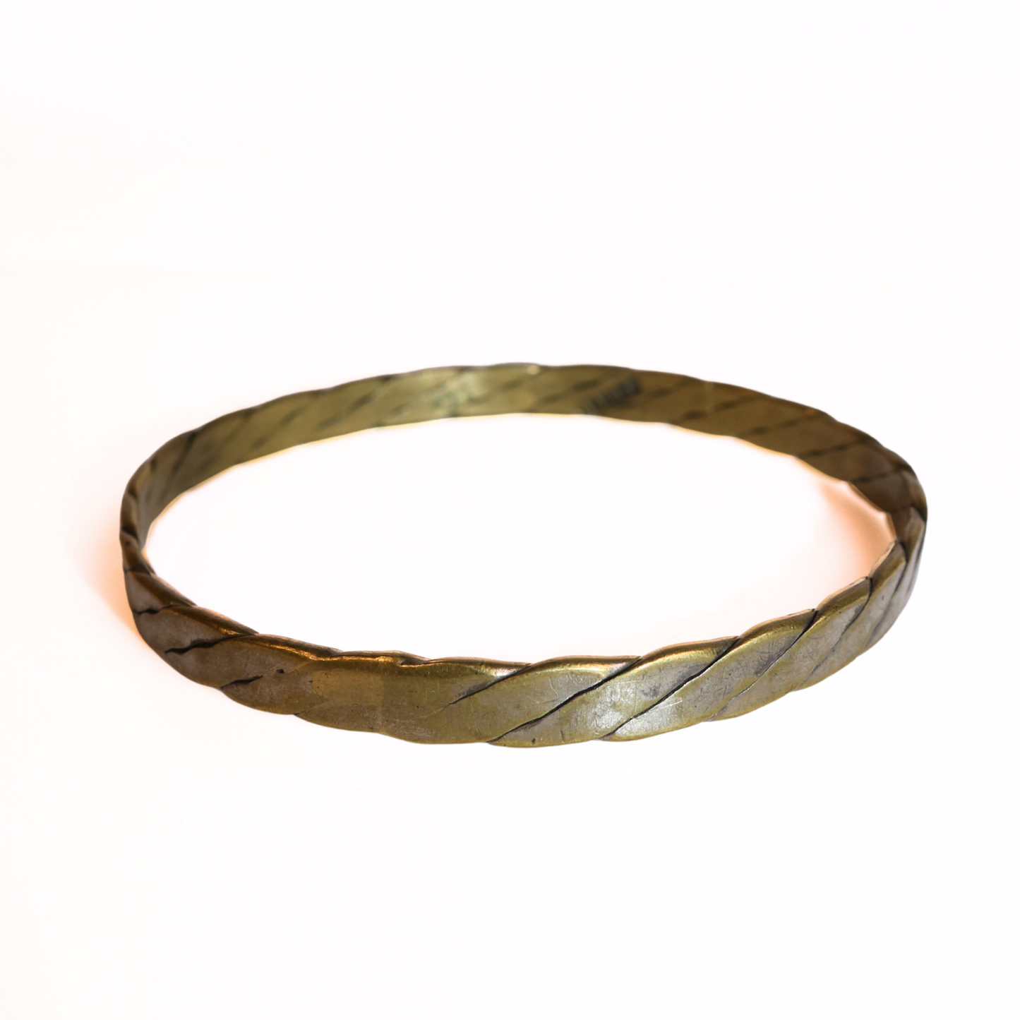 Vintage 1970s Mexico Mid-Century Brass & Copper Handmade Braided Bangle