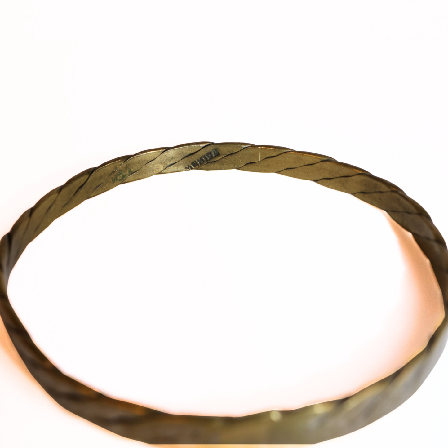 Vintage 1970s Mexico Mid-Century Brass & Copper Handmade Braided Bangle