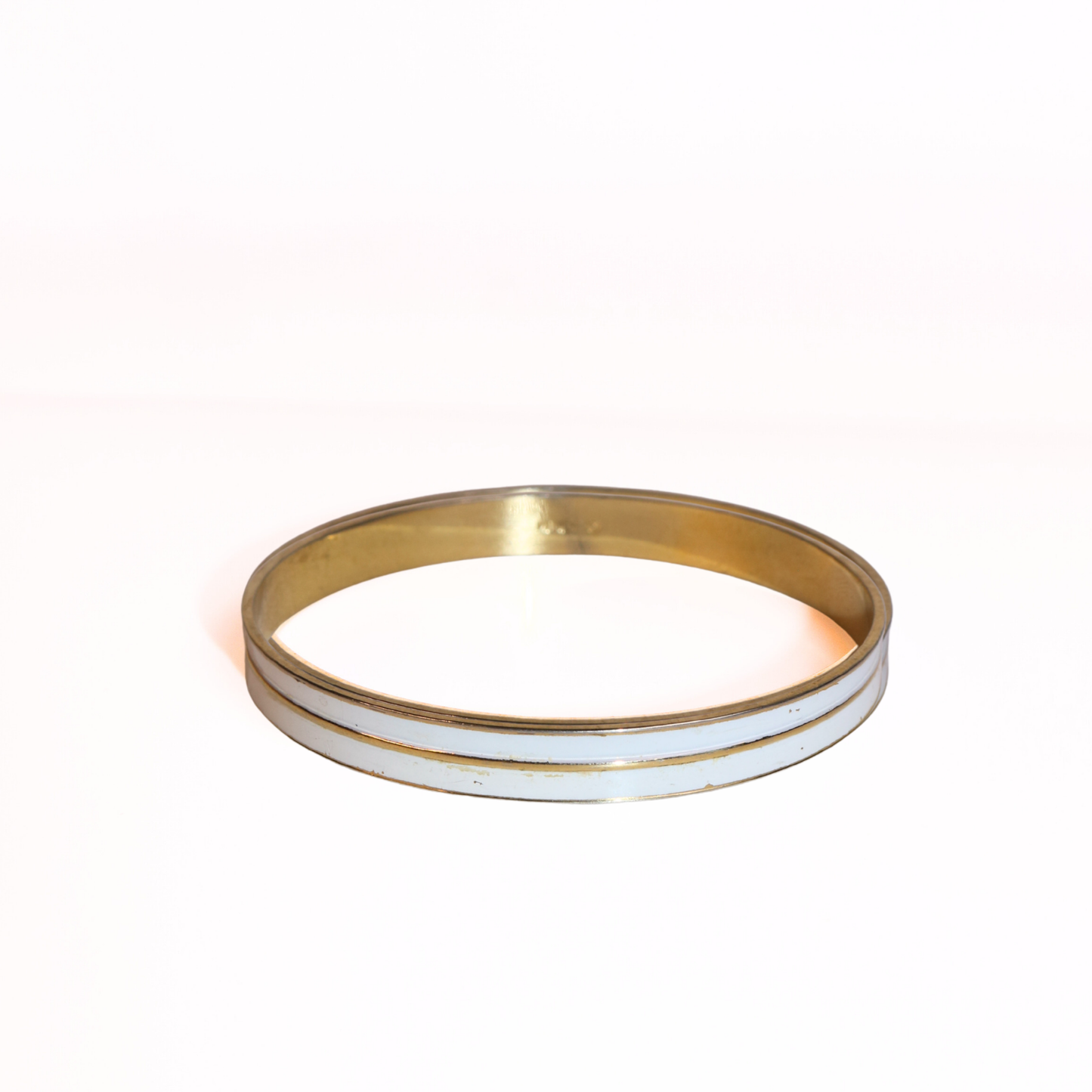 Vintage Monet Gold Tone and White Enamel Bangle