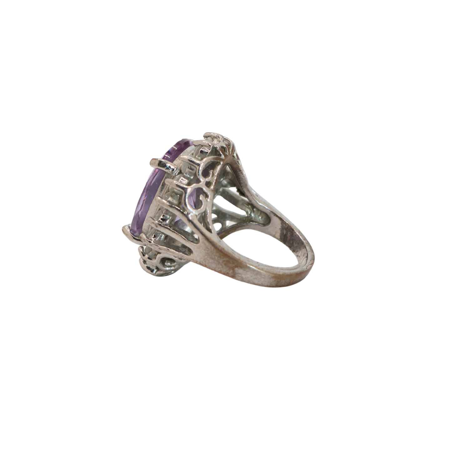Vintage 18K Gold Plated Ring with Purple Stone