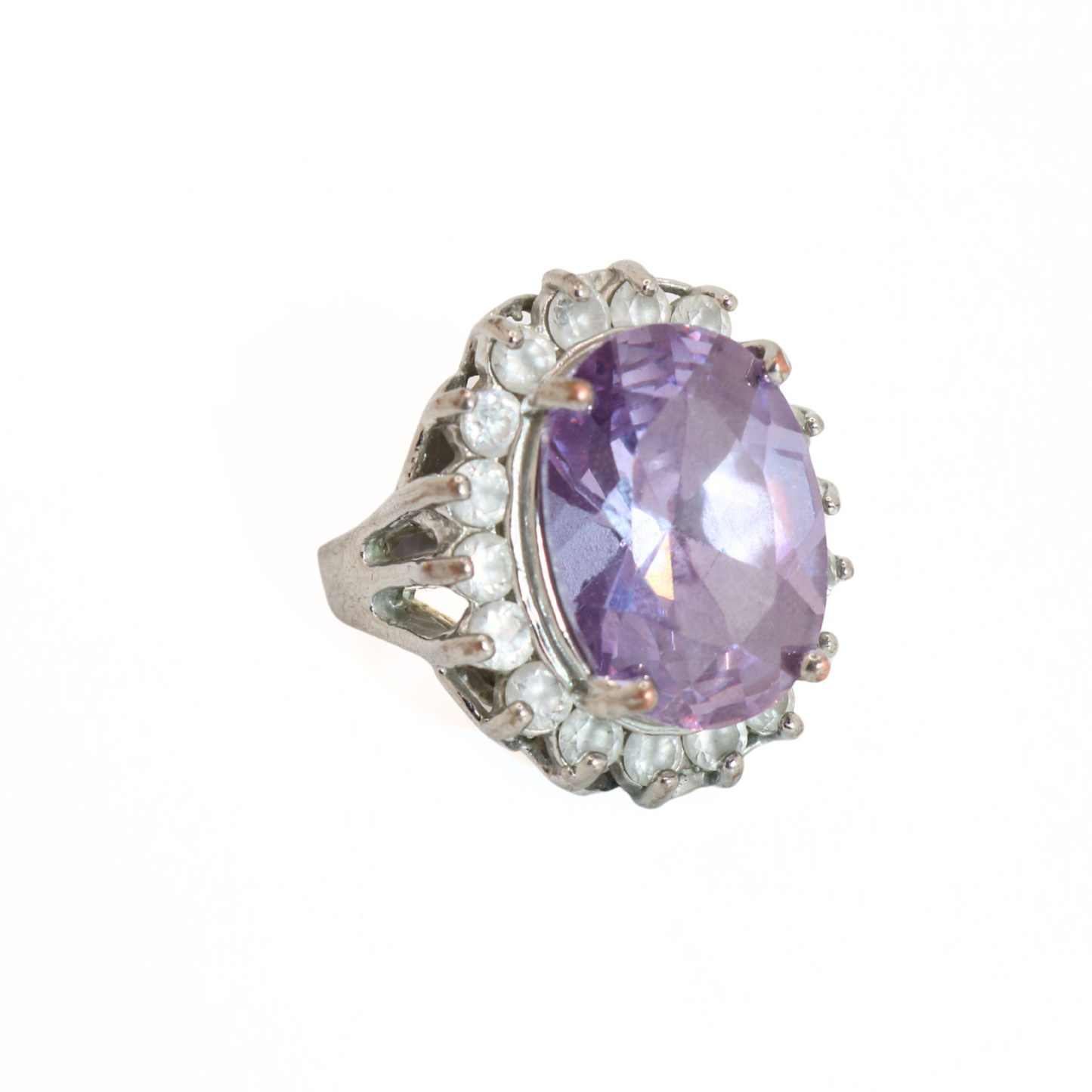 Vintage 18K Gold Plated Ring with Purple Stone